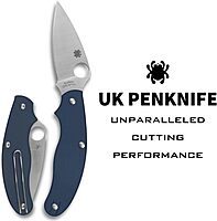 Spyderco UK Penknife Folding Utility Pocket Knife with 2.95 Inch CPM SPY27 Steel Blade and Durable G-10 Cobalt Blue Handle - PlainEdge - C94GPCBL