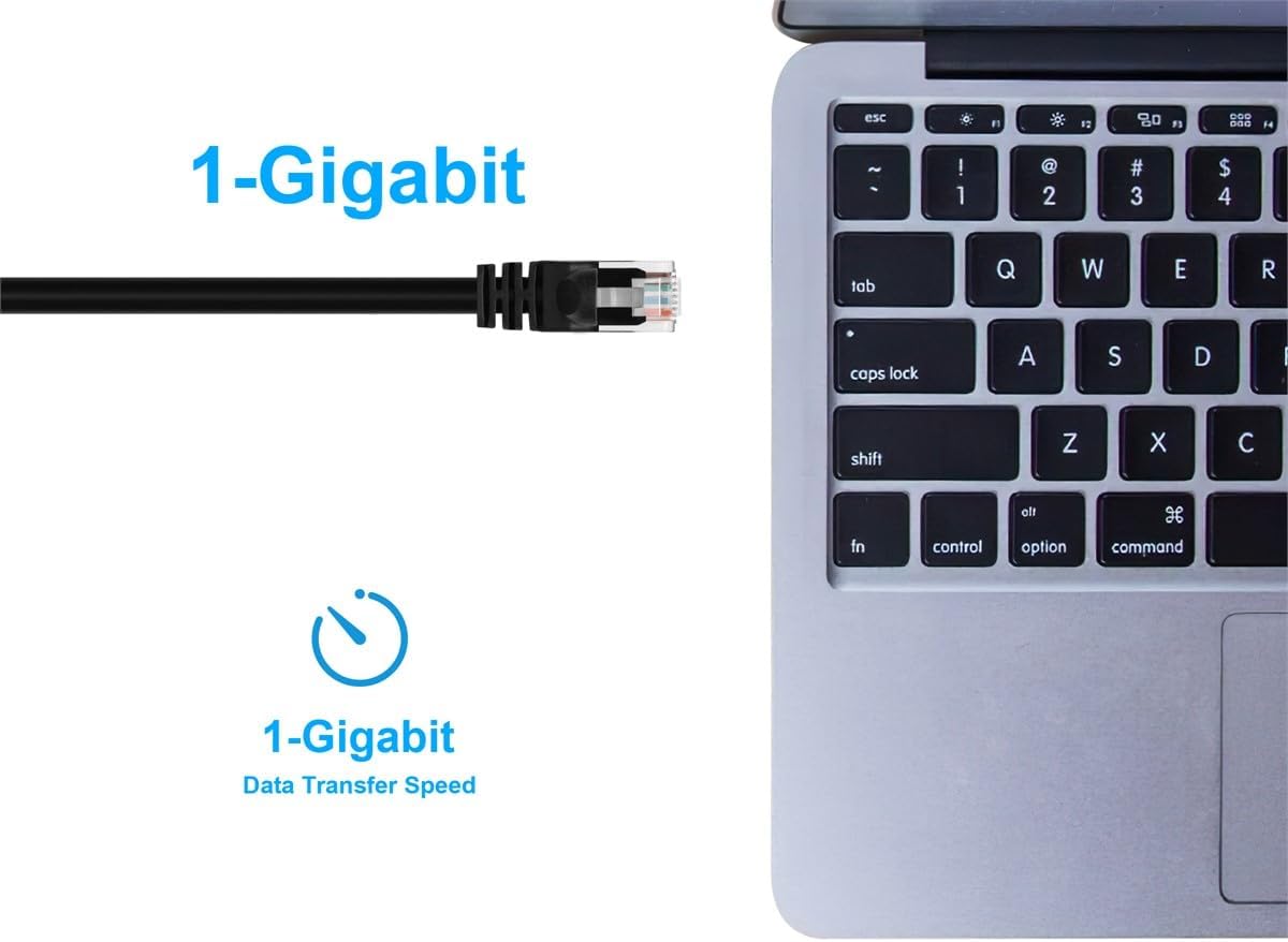 Monoprice Cat6 Ethernet Patch Cable - RJ45, Stranded, 550Mhz, UTP, Pure Bare Copper Wire, 24AWG, 1 Feet, Black