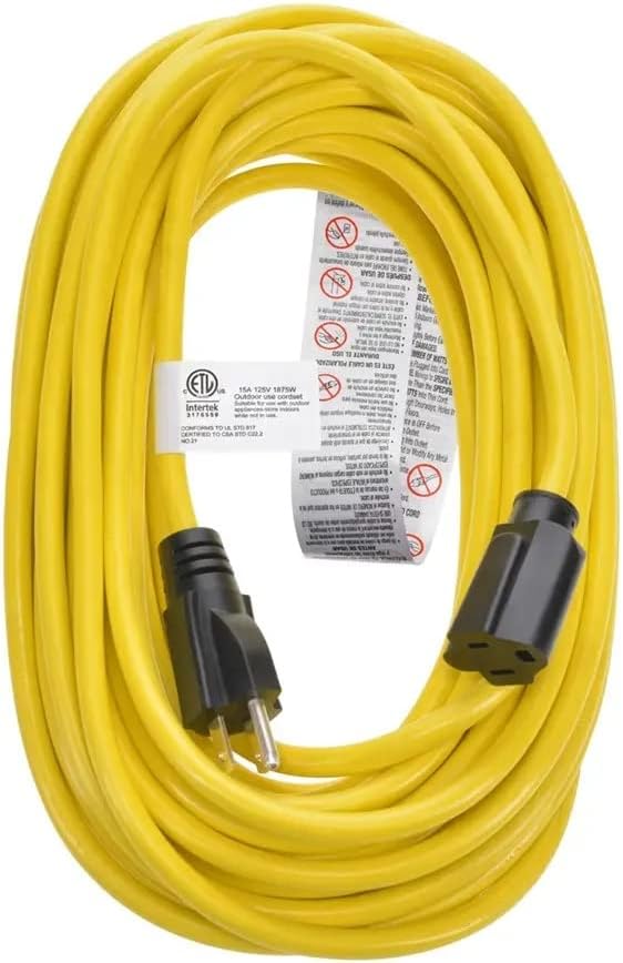 Monoprice Outdoor Extension Cord - NEMA 5-15P to NEMA 5-15R, 15 Amp, SJTW, for Computers, Monitors, Scanners, Printers
