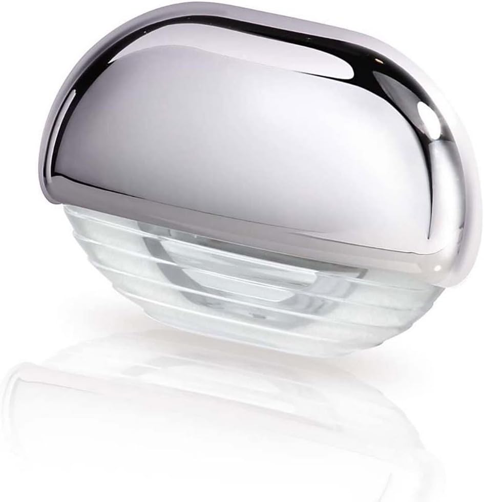 HELLA 958126001 8560 Series' Easy Fit Multivolt White 12-24V DC LED Step Light with Clear Lens and Chrome Plated Plastic Cap