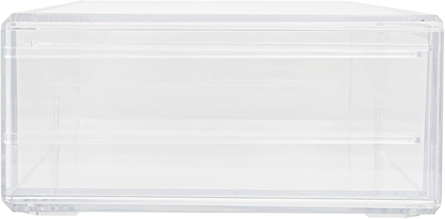 Martha Stewart Brody Desk Organizer with Drawers, Stackable Plastic Storage Box