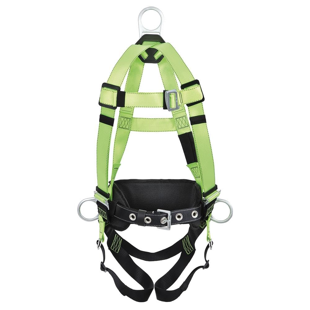 Peakworks Fall Protection Full Body Safety Harness with Positioning Belt and Padded Lumbar Support