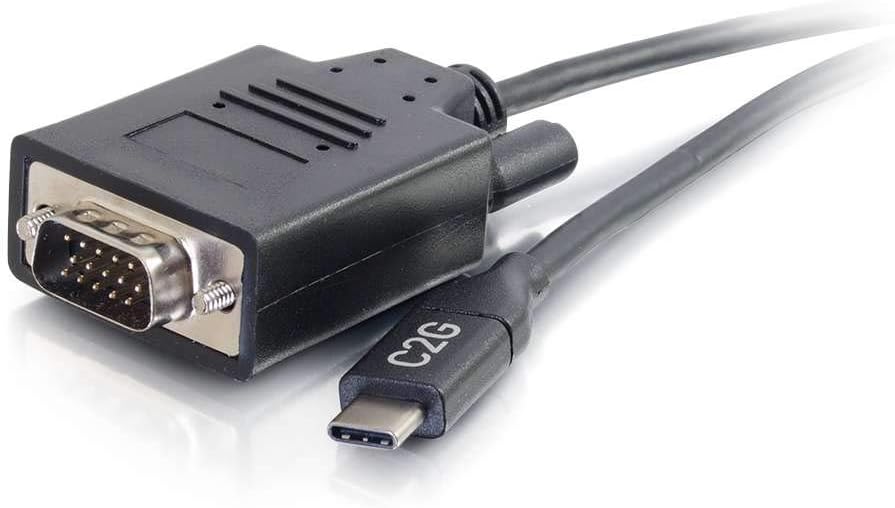 C2G USB C Cable, USB C to VGA, Video Adapter Cable, 10 Feet (3M), Cables to Go 26897, Black