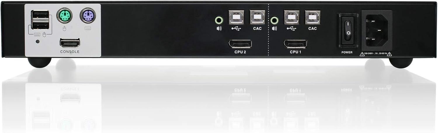 IOGEAR 2-Port DisplayPort Secure KVM Desktop Switch 4K UHD - USB Smart Card - CAC Biometrics Support