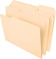Office Depot File Folders, 1/3 Tab Cut, Letter Size, Manila, Pack of 100, OD752 1/3