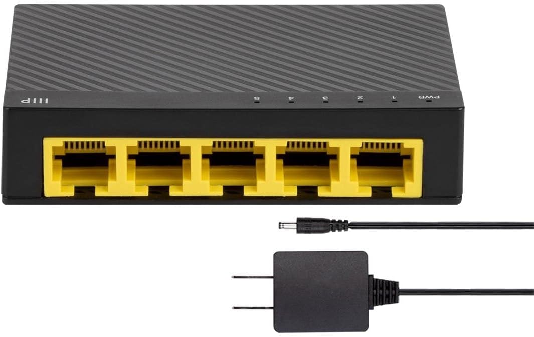 Monoprice 5-Port 10/100/1000Mbps Gigabit Ethernet Unmanaged Desktop Switch, IEEE 802.3ab, Cat5e, Plug and Play