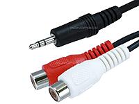Monoprice 6inch 3.5mm Stereo Plug/2 RCA Jack Cable - Black