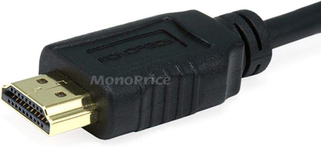 Monoprice High Speed HDMI to HDMI Micro Cable - 4K@24Hz, 10.2Gbps, 34AWG, Ferrite Core, Gold Plated Connectors, 3 Feet