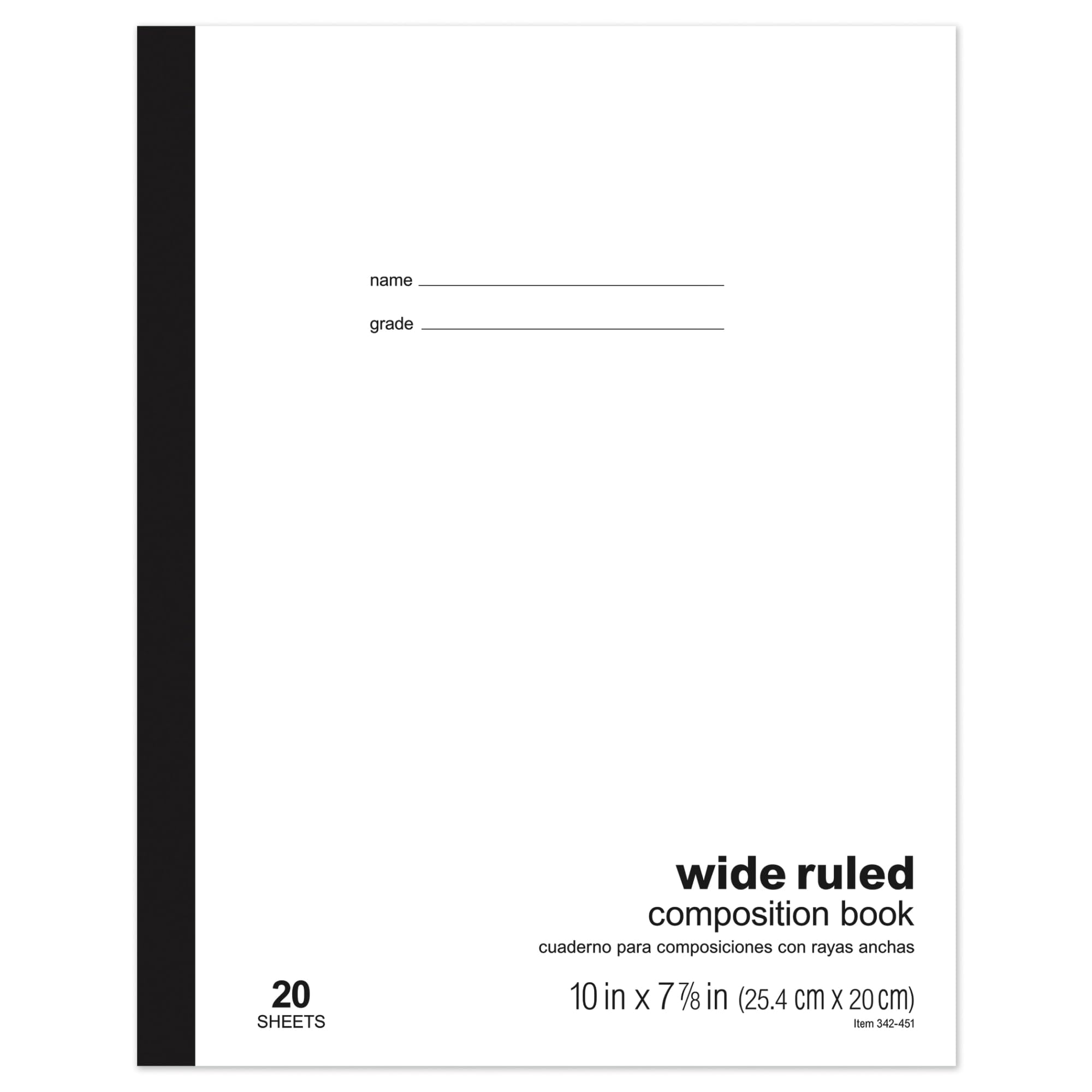 Office Depot Schoolmate Composition Book, 7 7/8in. x 10in., Wide Ruled, 20 Sheets, 4170724