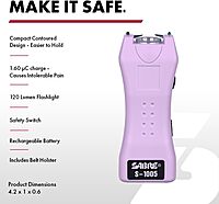 SABRE 2-in-1 Stun Gun and Flashlight and Belt Holster, 1.60 µC Charge, 120 Lumen LED, Rechargeable