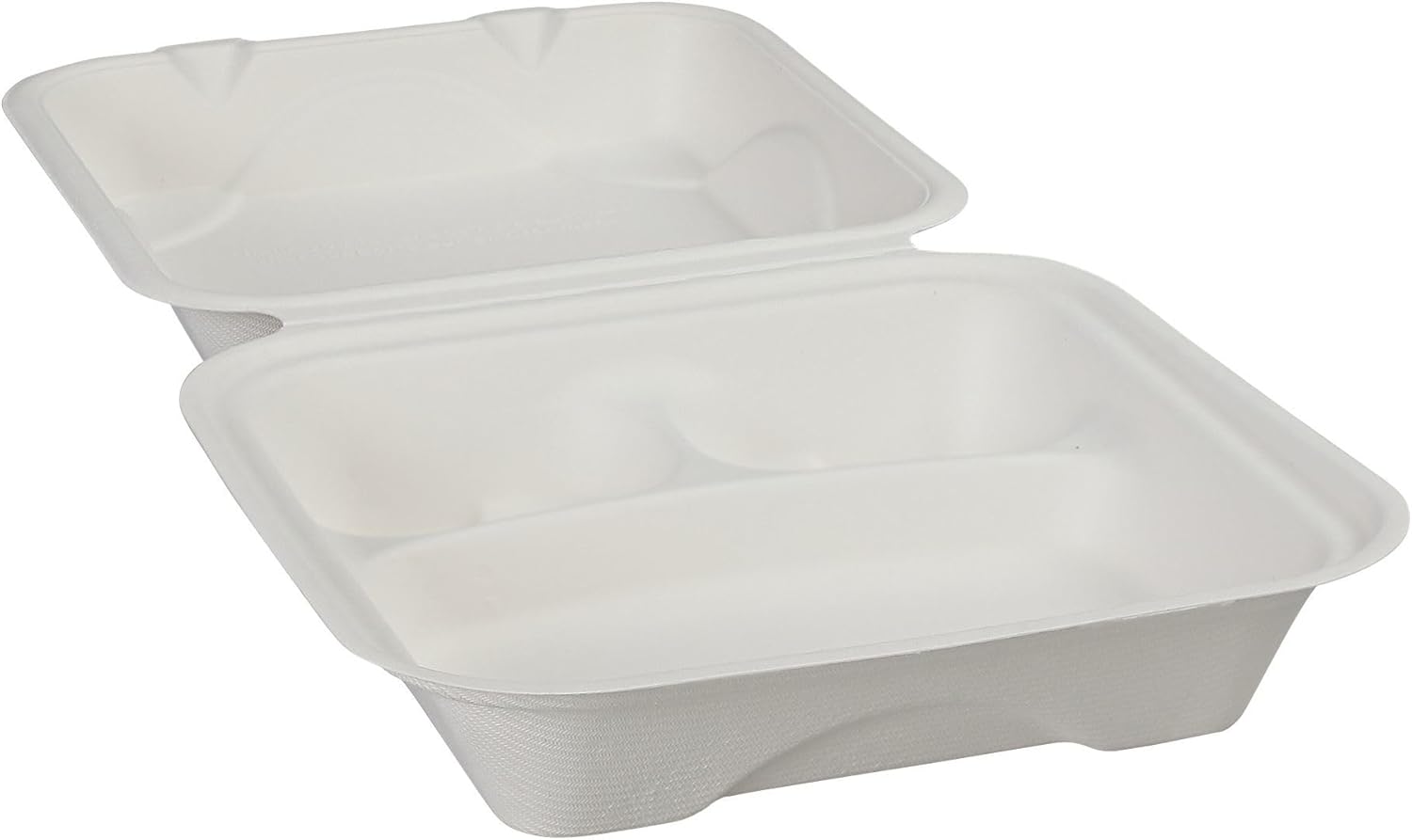 ECO PRODUCTS Compostable 8" Clamshell To Go Containers, Case of 200, 3 Compartment, Square Take Out Food Box