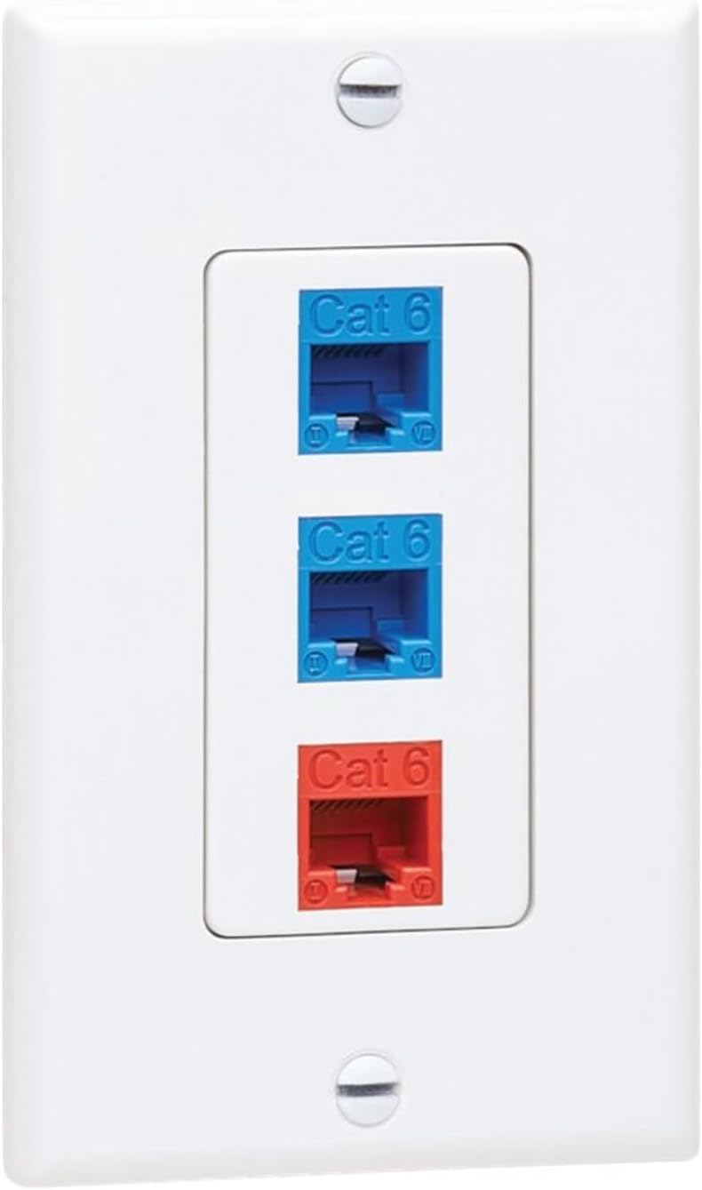 Tripp Lite Decora-Style Wall Plates & Center Inserts, Vertical, White, Polycarbonate