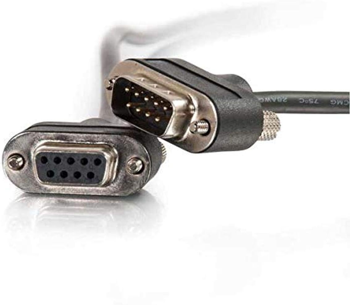 C2G 52156 Serial RS232 DB9 Cable with Low Profile Connectors M/F, in-Wall CMG-Rated, Black (3 Feet, 0.91 Meters)