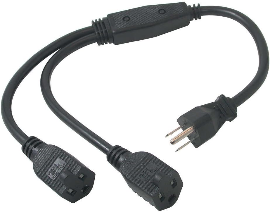 C2G Power Splitter Cord (Power Squid), 16 AWG, Black