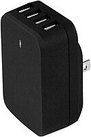 StarTech.com 4-Port Travel USB Wall Charger - 34W/6.8A International Travel Adapter - Portable USB Charging Station (USB4PACBK), Black Black 4 ports