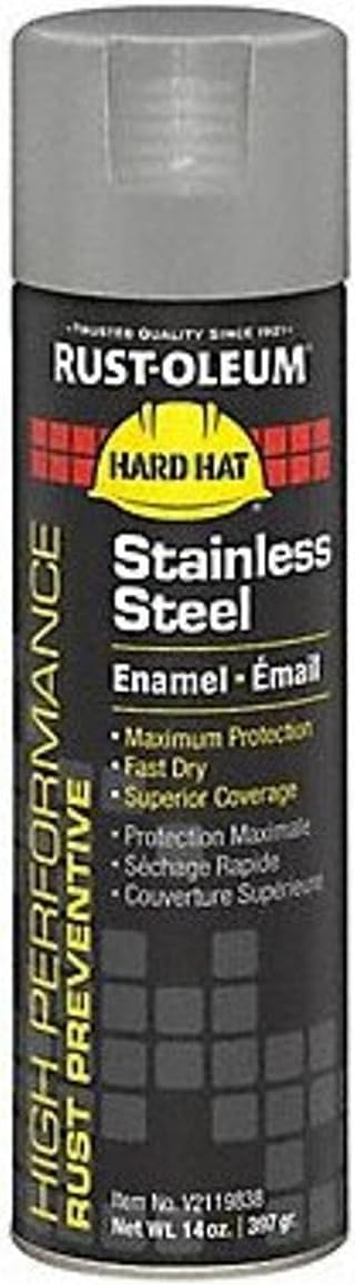 Rust-Oleum Hard Hat V2100 High Performance Rust Preventive Enamel Spray Paint, Flat Stainless Steel, 15 Oz, Case Of 6