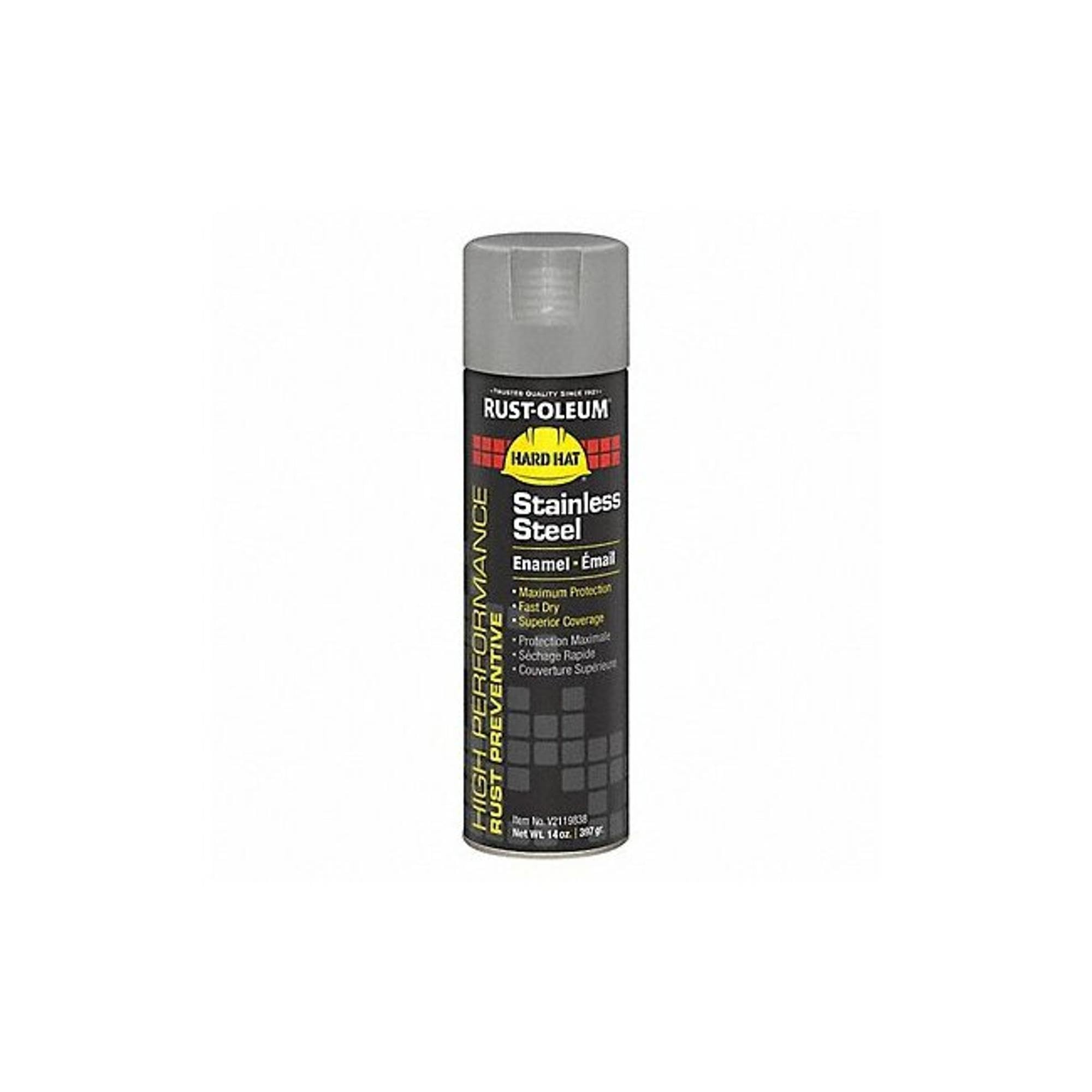 Rust-Oleum Hard Hat V2100 High Performance Rust Preventive Enamel Spray Paint, Flat Stainless Steel, 15 Oz, Case Of 6