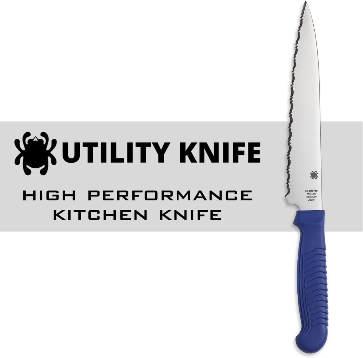 Spyderco Lightweight Kitchen Utility Knife with MBS-26 Stainless Steel Blade and Polypropylene Handle
