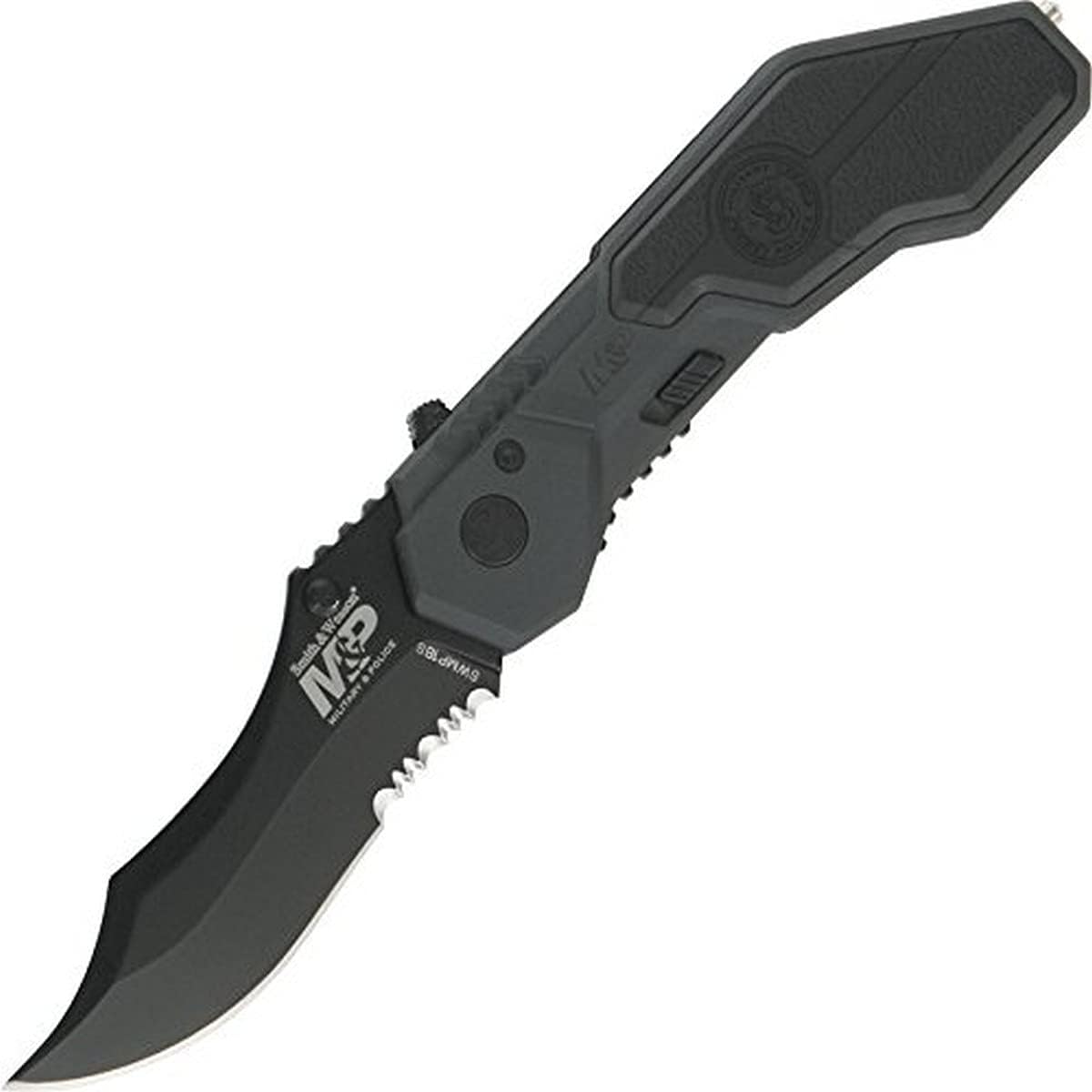 Smith & Wesson M&P SWMP1BS 7.1in S.S. Assisted Folding Knife with 2.9in Serrated Clip Point Blade and Aluminum Handle