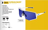 Bobster® Sprocket Cycling Sunglass, Crystal Clear Frame, Blue Mirror Lens