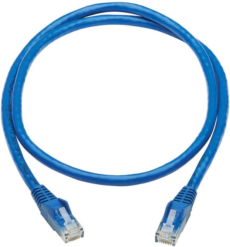 Tripp Lite Cat6 Ethernet Cable, RJ45 M/M Gigabit, Snagless, Molded, UTP, PoE, CMR-LP Patch Cable, 3 ft. Blue (N201P-003-BL)