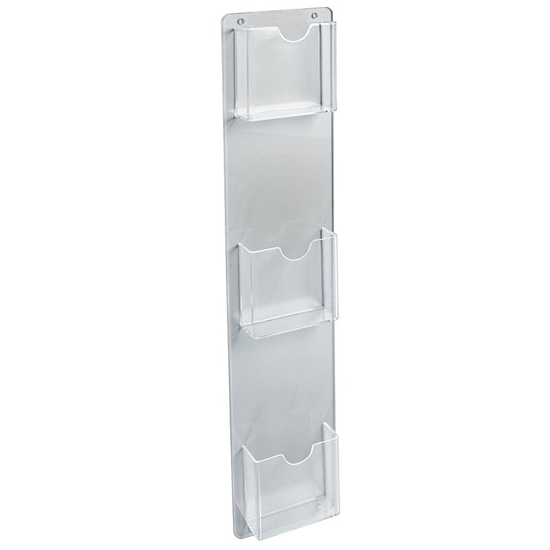 Azar Displays 252065 5.5" W X 26" H Vertical Three-Pocket Wall Mount Brochure Holder (2 Pack)