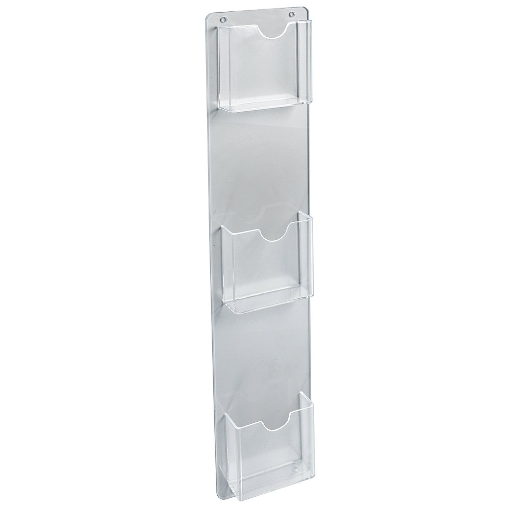 Azar Displays 252065 5.5" W X 26" H Vertical Three-Pocket Wall Mount Brochure Holder (2 Pack)