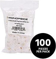 Monoprice Cat6 Plug Solid W/Insert 50U 100pcs/Bag Clear Solid