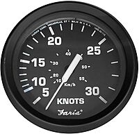 Faria Euro Black 4" Speedometer - 30 Knot (Pitot)