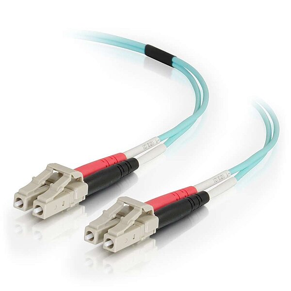 C2G OM4 Duplex Multimode LC-LC Fiber Optic Cable, Aqua PVC
