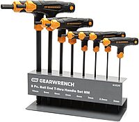 GEARWRENCH 8 Piece Metric Ball End T-Handle Hex Key Set - 83520 2mm 2.5mm 3mm 4mm 5mm 6mm 8mm 10mm