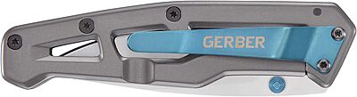 Gerber Gear Paralite Folding Pocket Knife, Lightweight Steel Construction with Pocket Clip, Plain Edge Blade, EDC Gear, Blue Modern