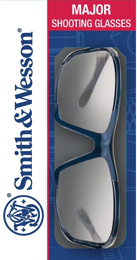 Smith & Wesson Major Full Frame Shooting Glasses with No-Slip Rubber,Impact Resistance & Storage Bag for Working