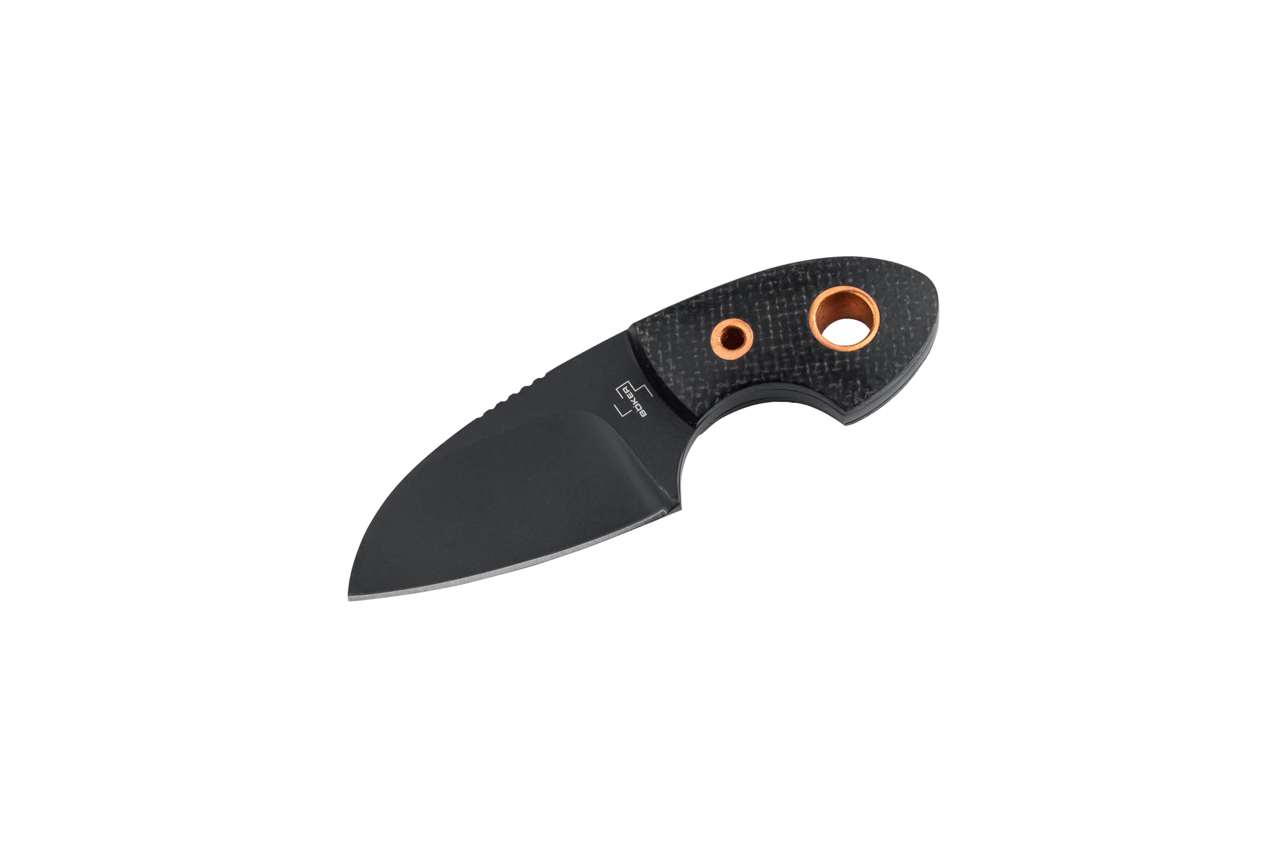 BÖKER PLUS Gnome all Black Copper - small fixed EDC knife with micarta handle - fixed blade knife with D2 blade