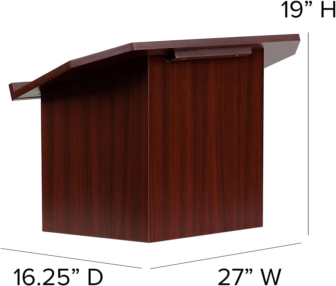 Flash Furniture Mysta Foldable Tabletop Lectern, 27W x 16.25D x 19H - Mahogany