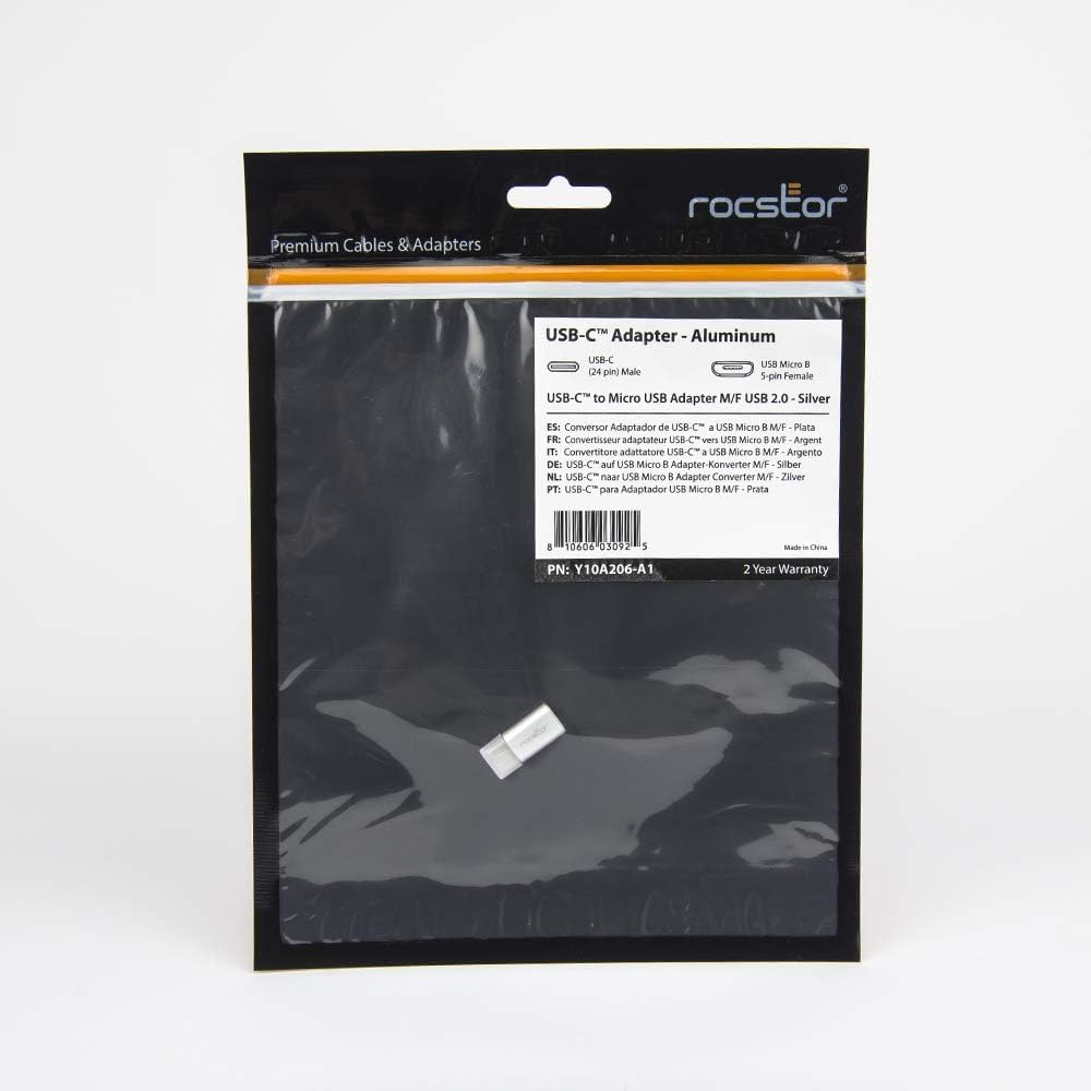 Rocstor Micro USB/Data Transfer Adapter - Type C Male USB - Type B Female Micro USB - White Female Slim Adapter White