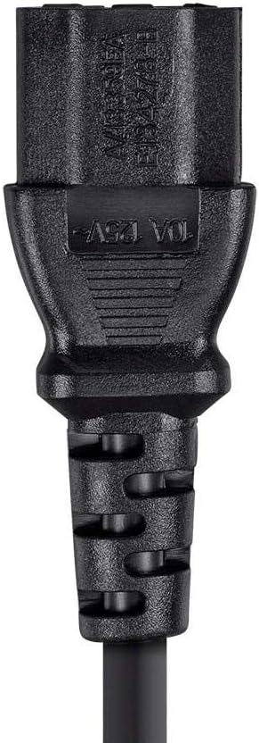 Monoprice Extension Cord - IEC 60320 C14 to IEC 60320 C13, 10 Amp, 1250 Watt, 3-Prong, SVT, 18AWG, 3 Feet, Black (1 Pack)