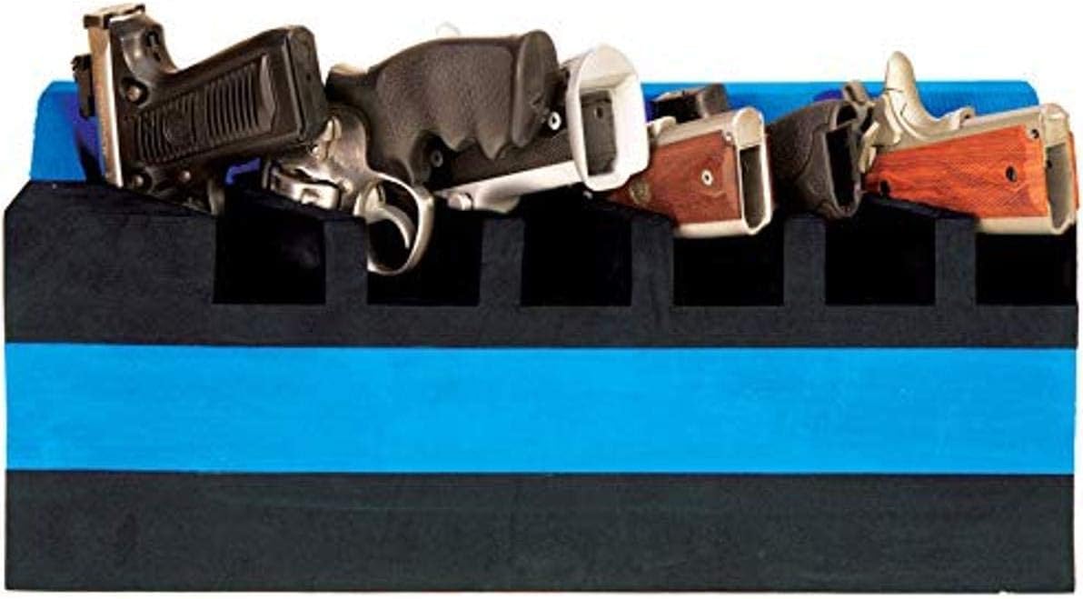 G. Outdoor Products 6 Pistol Soft Foam Cradle Holder Organizer for Pistol Safe Storage - Black/Blue