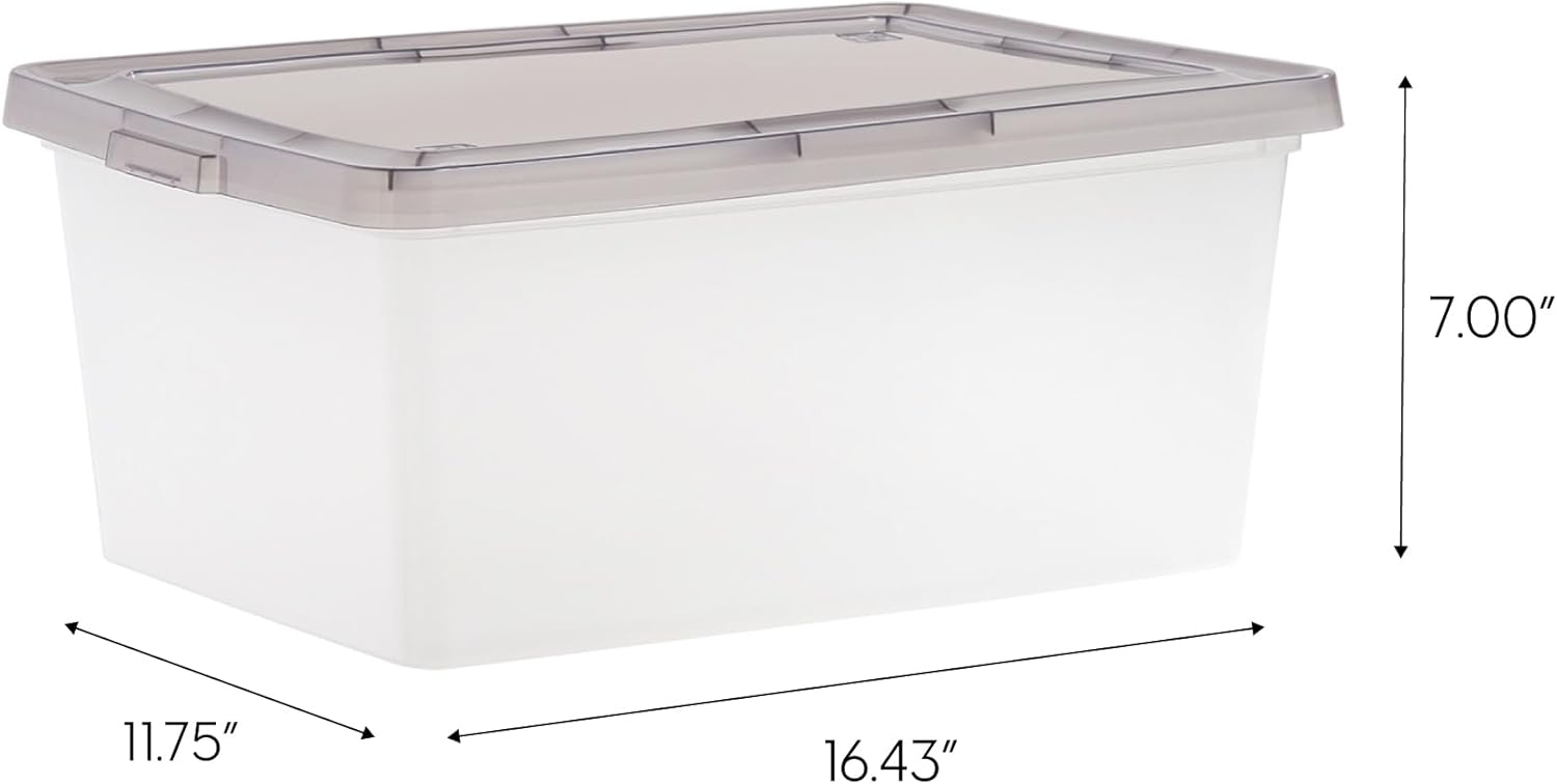IRIS USA 8 Pack 17 Qt Clear Plastic Storage Box with Snap Lid, Gray
