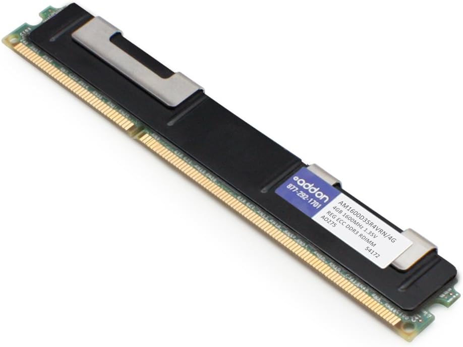 AddOn JEDEC Standard 4GB DDR3-1600MHz Single Rank Registered ECC 1.35V 240-pin CL11 Factory Original RDIMM AM1600D3SR4VRN/4G