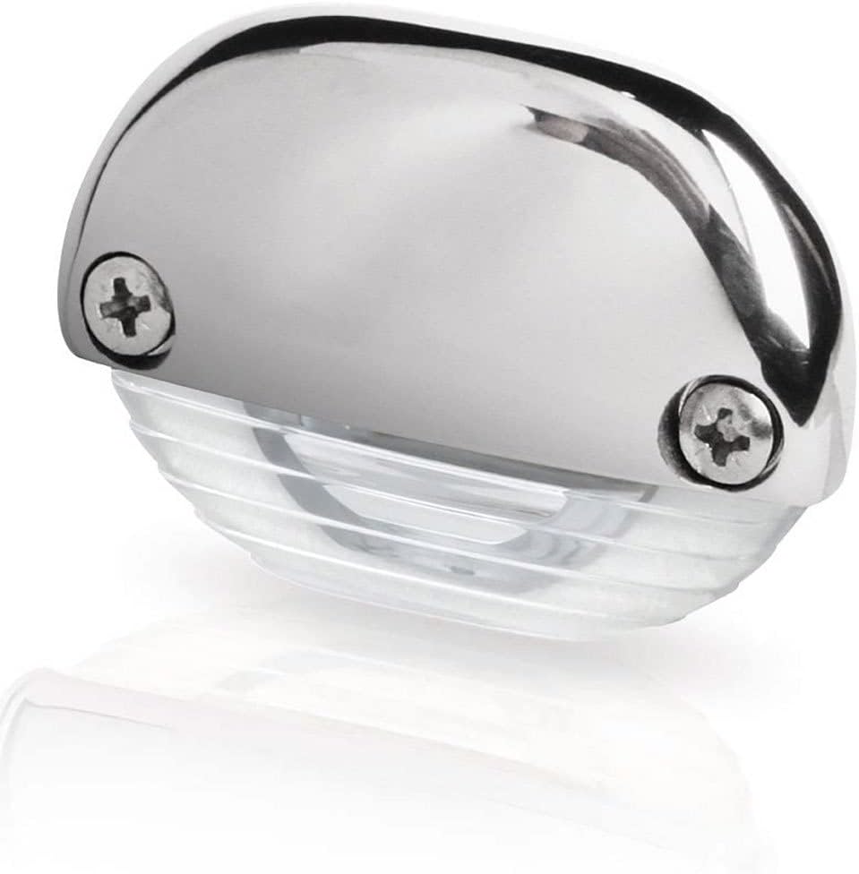 HELLA 958126001 8560 Series' Easy Fit Multivolt White 12-24V DC LED Step Light with Clear Lens and Chrome Plated Plastic Cap