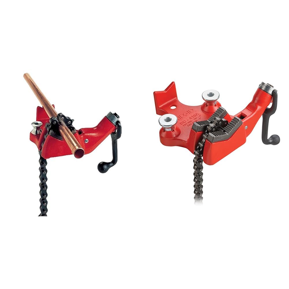 RIDGID Bench Chain Vises Bundle - BC610 Model Holds 1/4-6" Pipe & BC410 Model Holds 1/8-4" Pipe Modern + Top Screw Bench