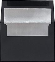 JAM PAPER Foil-Lined Booklet Invitation Envelopes - Black Linen - 25/Pack