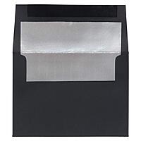 JAM PAPER Foil-Lined Booklet Invitation Envelopes - Black Linen - 25/Pack