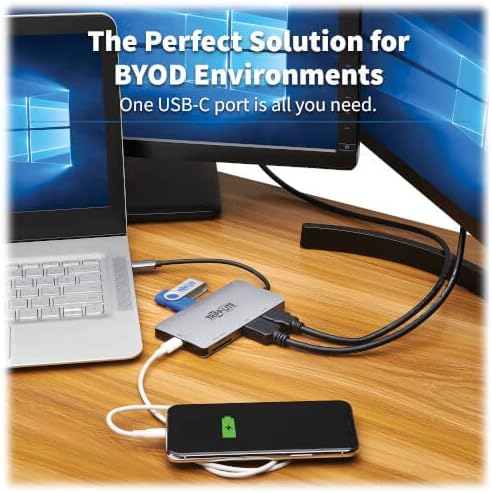 Tripp Lite USB-C Two-Monitor HDMI Laptop/Smart Phone Docking Station, 4K @ 60 Hz (4:4:4), USB-A Hub
