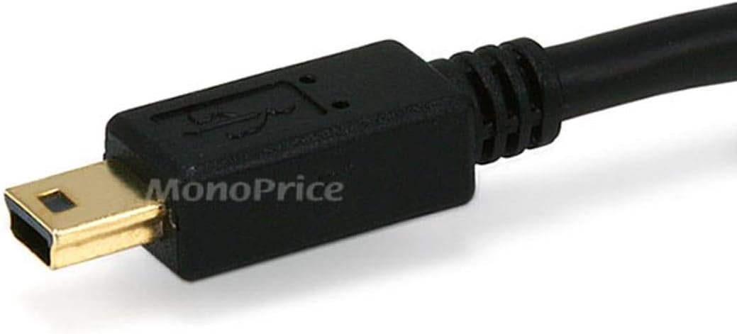 Monoprice 3-Feet USB 2.0 A Male to Mini-B 5pin Male 28/24AWG Cable with Ferrite Core (Gold Plated) (105447),Black