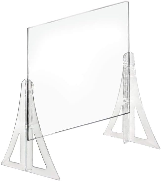 Azar Displays Protective Sneeze Guard for Counter and Desk - Acrylic Plexiglass Barrier (Pack of 2)