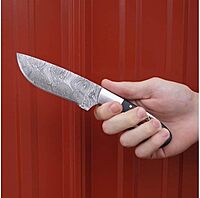 BucknBear Custom Handmade Damascus Steel Cowboy Hunter Fixed Blade Knife (G10/Stag Handle)