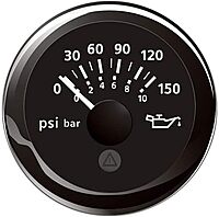 VDO A2C59514118 Marine 2-1/16 [52mm] Viewline Oil Pressure Indicator [8-16v] 0 to 150 Psi - Black Dial & Round Bezel