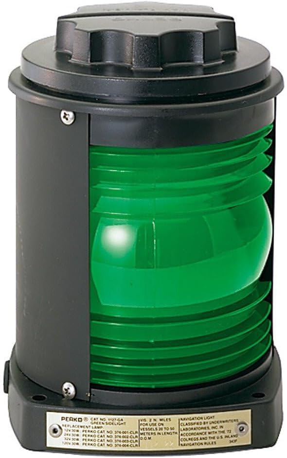 Perko Side Light - Black Plastic, Green Lens